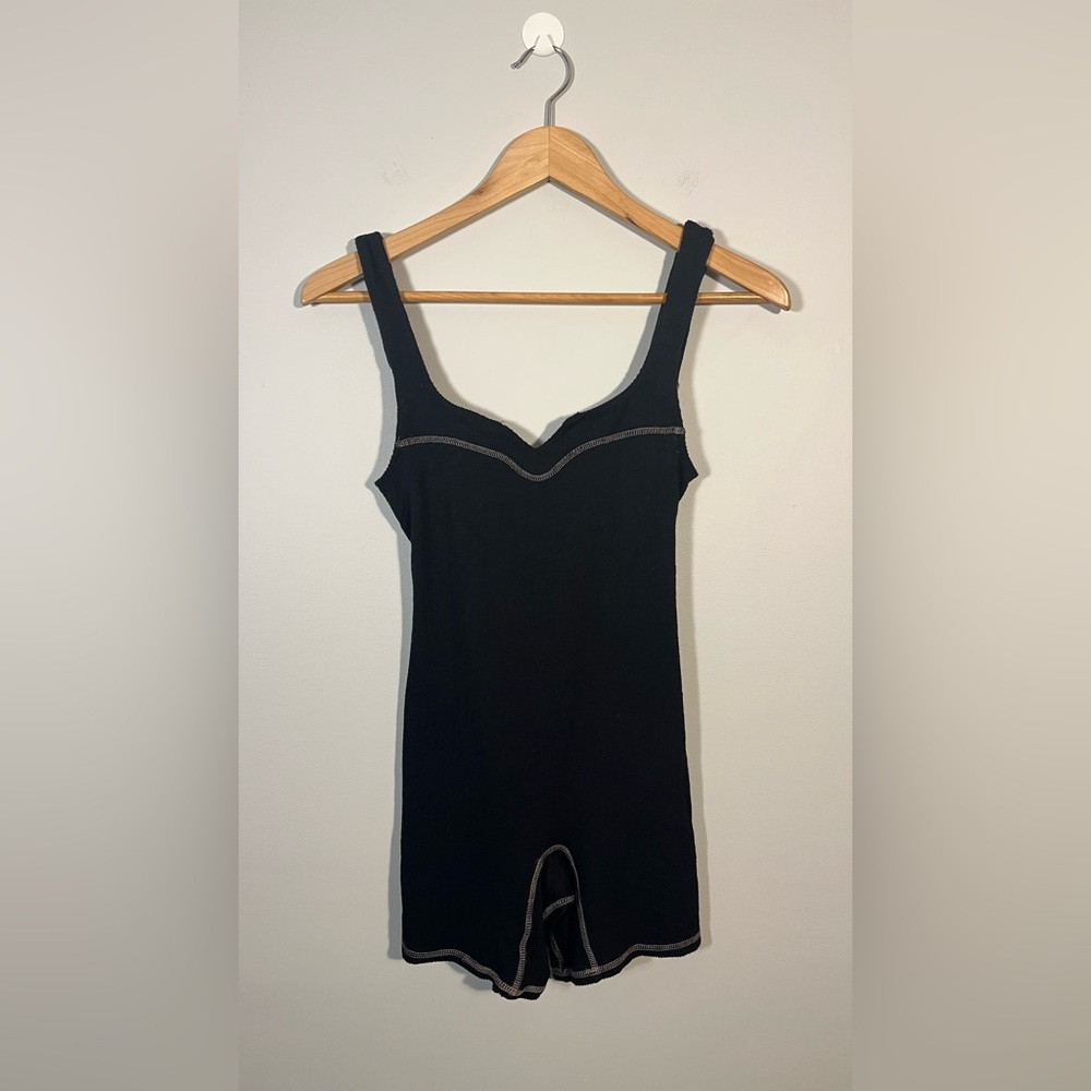 Intimately by Free People Black Ribbed Knit Romper Size Small